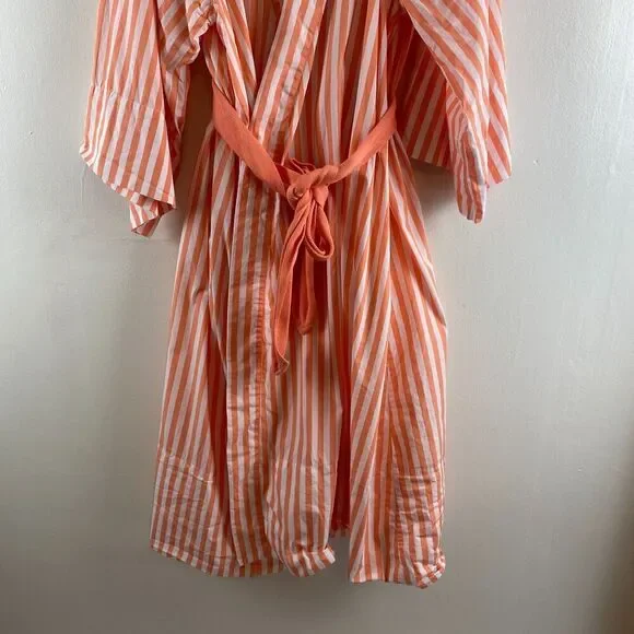 Lake Kimono Robe Melon Striped Orange Women's XXL Casual Pajamas - Picture 4 of 16